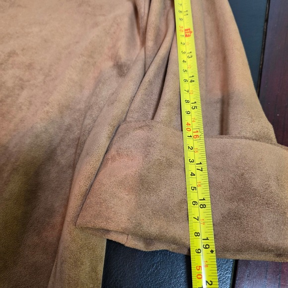 IC BY CONNIE K Women S Brown Asymmetric Faux Suede Blazer Jacket Artsy Lagenlook - Picture 7 of 9